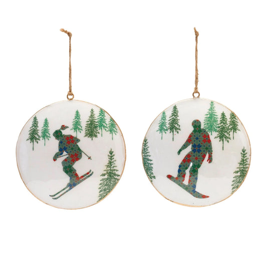 Ski & Snowboard Disc Ornaments (Set of 2)