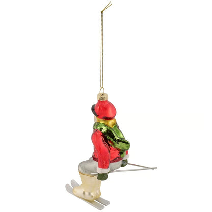 Red Skier Glass Ornament