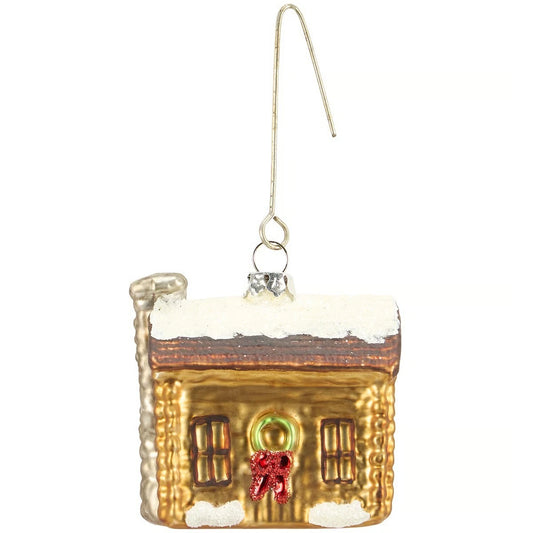Christmas Cabin Glass Ornament