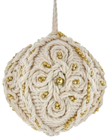 Macramé and Gold Bead Ornament