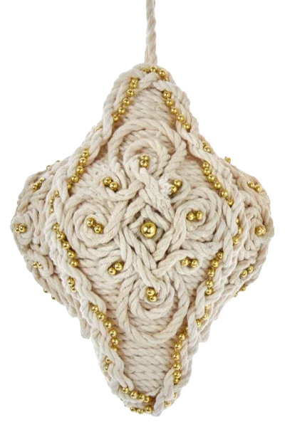 Macramé and Gold Bead Ornament